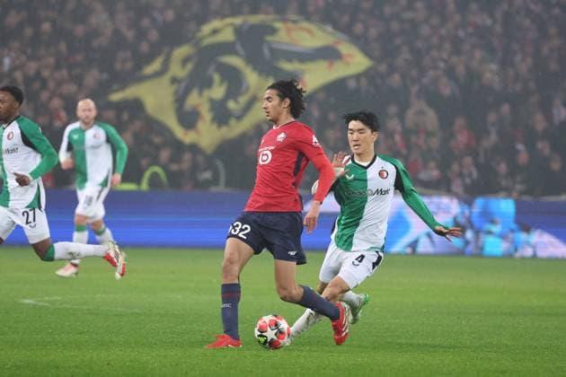 FOOTBALL : LOSC Lille vs Feyenoord - Ligue des Champions - 29 01 2025 Ayyoub BOUADDI (LOSC Lille) lors du match LOSC Lille vs Feyenoord, Ligue des Champions, Decathlon Arena stade Pierre Mauroy Villeneuve d Ascq, le 29 janvier 2025 - photo Laurent Sanson PsnewZ  Copyright: xLaurentxSANSONx xPsnewZx