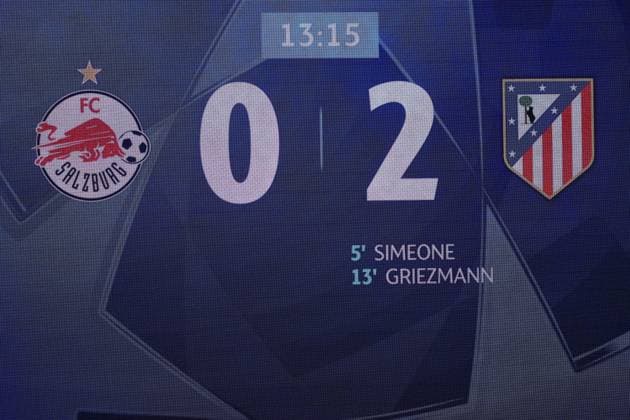 Salzburg, Austria January 29, 2025 Champions League 2024 2025 RB Salzburg vs Atletico de Madrid In the picture scoreboard with new score 0 2 Red Bull Arena Copyright: xFotostandx xWassmuthx