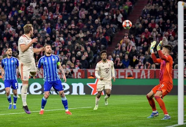 29 01 2025, xemx, Football UEFA Champions League, FC Bayern Muenchen Slovan Bratislava v l Harry Kane FC Bayern Muenchen Goal scored, erziehlt das Tor zum 2 0 DFL DFB REGULATIONS PROHIBIT ANY USE OF PHOTOGRAPHS as IMAGE SEQUENCES and or QUASI VIDEO Muenchen