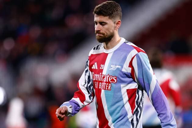 January 29, 2025, Girona, Madrid, SPAIN: Jorginho of Arsenal FC looks on during the UEFA Champions League 2024 25 League Phase MD8 match between Girona FC and Arsenal FC at Estadio de Montilivi on January 29, 2025, in Girona, Spain. Girona SPAIN - ZUMAa181 20250129_zaa_a181_079 Copyright: xDennisxAgyemanx