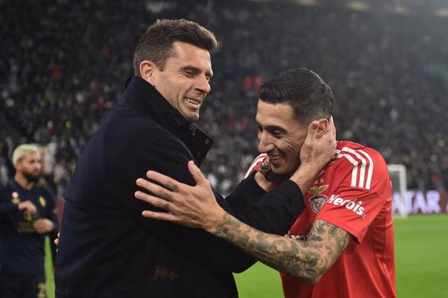 Foto IPP Massimo Rana Torino 29-01-2025 Calcio Champions League 2024 2025 Juventus-Benfica nella foto angel di maria e thiago motta allenatore juventus Italy Photo Press - World Copyright italy ITALY  Copyright: xR4924_italyphotopressx