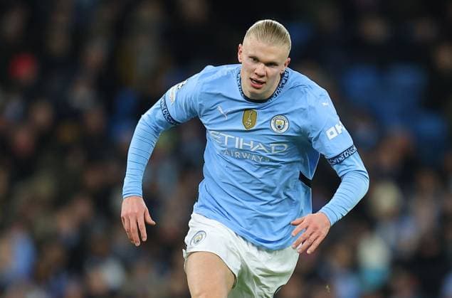 Erling Haaland of Manchester City Manchester City v Club Brugge, UEFA Champions League, Group Stage, Football, Etihad Stadium, Manchester, UK - 29 Jan 2025 EDITORIAL USE ONLY No use with unauthorised audio, video, data, fixture lists, club league logos or live services. Online in-match use limited to 120 images, no video emulation. No use in betting, games or single club league player publications. Copyright: xShutterstockx 15123154bb