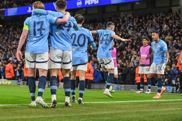 Manchester City v Club Brugge UEFA Champions League Jusko Gvardiol of Manchester City celebrates after scoring the second goalduring the UEFA Champions League match at the Etihad Stadium, Manchester UK Newspapers OUT Copyright: xKarlxVallantinex FIL-21347-0030