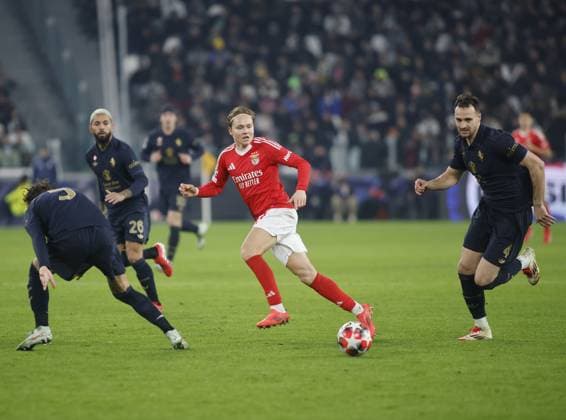 Andreas Schjelderup of SL Benfica during the Uefa Champions League, 2024 25 season, football match between Juventus FC and Benfica Lisbona on 29 January 2025 at Allianz Stadium, Turin, Italy. Photo Nderim Kaceli  Copyright: xNderimxKaceli IPAxSportx xipa-agency.netx xx IPA_53442281 IPA_Agency_IPA53442281