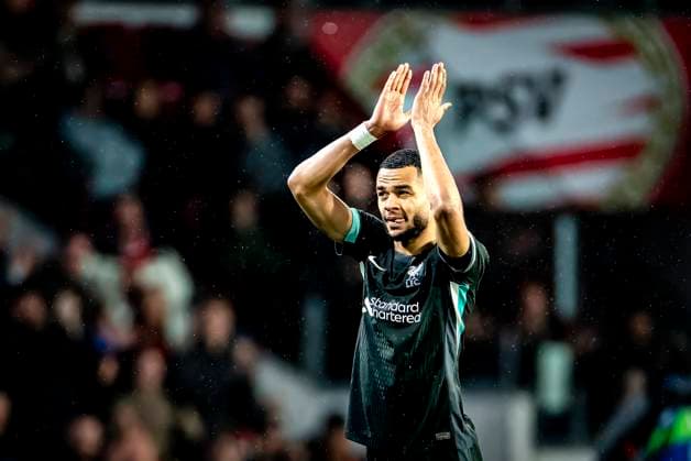 Liverpool FC forwarder Cody Gakpo during the match PSV Liverpool at the Philips stadium for the Champions League League phase Matchday 8 season 2024 2025 in EINDHOVEN, Netherlands on 29 january 2025, photo by Marcel van Dorst EYE4images DeFodi Images Defodi 746 211682 Defodi-746