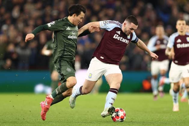 Yang Hyun-Jun of Celtic and John McGinn of Aston Villa Aston Villa v Celtic, UEFA Champions League, Group Stage, Football, Villa Park, Birmingham, UK - 29 Jan 2025 EDITORIAL USE ONLY No use with unauthorised audio, video, data, fixture lists, club league logos or live services. Online in-match use limited to 120 images, no video emulation. No use in betting, games or single club league player publications. Copyright: xRyanxBrowne Shutterstockx 15122167dk