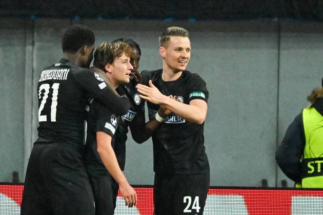 SOCCER - UEFA CL, Sturm vs RB Leipzig KLAGENFURT,AUSTRIA,29.JAN.25 - SOCCER - UEFA Champions League, SK Sturm Graz vs RasenBallsport Leipzig. Image shows the rejoicing of Sturm.  GEPAxpictures xAvnixRetkoceri