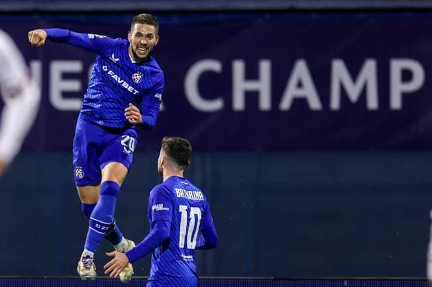 GNK Dinamo v AC Milan - UEFA Champions League 2024 25 League Phase MD8 Marko Pjaca of Dinamo Zagreb celebrates a goal during the UEFA Champions League 2024 25 League Phase MD8 match between GNK Dinamo and AC Milan at Maksimir Stadium on January 29, 2025. in Zagreb, Croatia.  LukaxStanzl PIXSELL