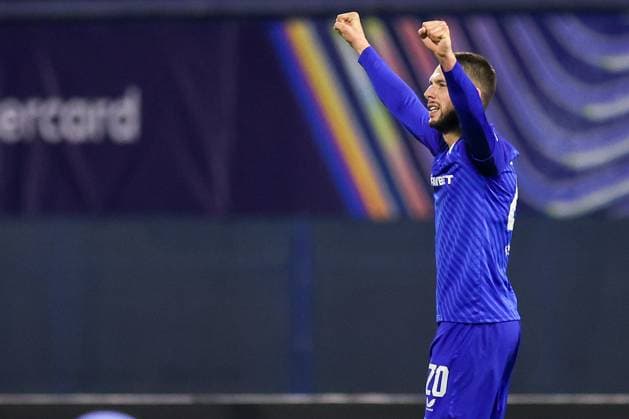 GNK Dinamo v AC Milan - UEFA Champions League 2024 25 League Phase MD8 Marko Pjaca of Dinamo Zagreb celebrates a goal during the UEFA Champions League 2024 25 League Phase MD8 match between GNK Dinamo and AC Milan at Maksimir Stadium on January 29, 2025. in Zagreb, Croatia.  LukaxStanzl PIXSELL