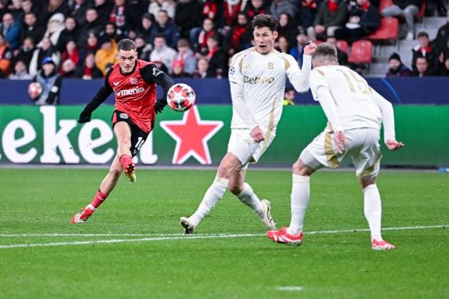 29 01 2025, Football, Champions League, Matchday 8, Season 2024 2025, Bayer 04 Leverkusen Sparta Prague, Goal chance Florian Wirtz Bayer Leverkusen xRHR PHOTO TKx Copyright: RHR-FOTOx RHR-FOTO TK