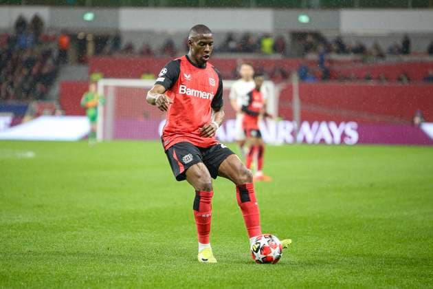 Leverkusen, Germany, 29 01 25 Nordi Mukiele Bayer 04 Leverkusen in action on the ball, individual action during the Champions League group stage match between Bayer 04 Leverkusen vs Sparta Prag at BayArena Leverkusen BayArena North Rhine Westphalia Germany Copyright: xBrauer-Fotoagenturx xAdrianxSchlx