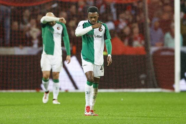 LILLE, 29-01-2025. Decathlon Arena Stade Pierre Mauroy. Football, UEFA Champions League season 2024 2025. Lille - Feyenoord. Feyenoord player Antoni Milambo disappointed aftre 4-1 during the match Borussia LOSC Lille - Feyenoord Lille - Feyenoord  x27614828x Copyright: