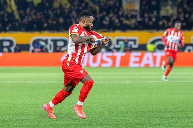 Bern, Switzerland, January 29st 2025: Goalscorer GuÃ lor Kanga (8 Crvena zvezda) during the UEFA Champions League football match between BSC Young Boys and FK Crvena zvezda at Stadion Wankdorf in Bern, Switzerland. Philipp Kresnik (Philipp Kresnik SPP) Copyright: xPhilippxKresnikx xSPPx spp-en-PhKrSp-_KRE5427-Verbessert-RR