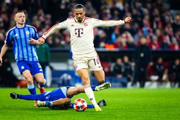 BAYERN MUNICH - SLOVAN BRATISLAVA Leroy Sane of Bayern during the UEFA Champions League, league stage match between FC Bayern Munich and SK Slovan Bratislava. Munich, Germany, January 29, 2025. Copyright: xx 080A9607