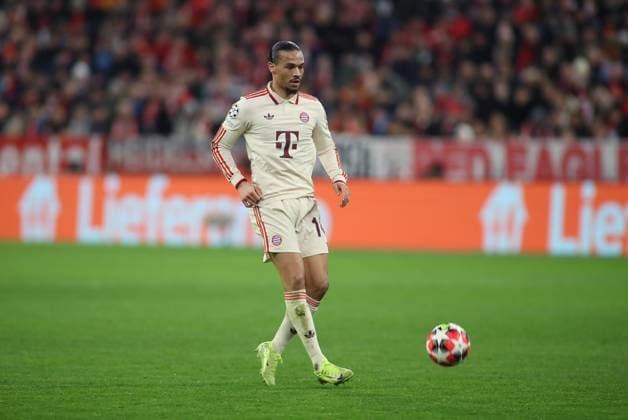 Munich, Germany, January 29, 2025 Football, Men, Champions League, Season 2024 2025, FC Bayern Munich SK Slovan Bratislava, Allianz Arena, Matchday 8 Leroy Sane FC Bayern Munich plays a ball