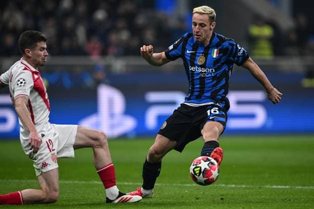 Cm Milano 29 01 2025 - Champions League Inter-Monaco foto Cristiano Mazzi Image nella foto: Davide Frattesi-Caio Henrique 