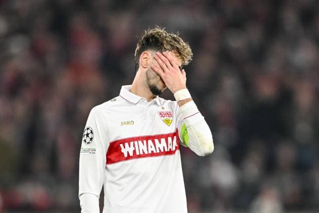 Atakan Karazor VfB Stuttgart gestures, looks dejected during the UEFA Champions League 2024 25 League Phase MD8 match between VfB Stuttgart and Paris Saint Germain at MHPArena on January 29, 2025 in Stuttgart, Germany Photo by Harry Langer DeFodi Images Defodi 541 VFBPSG20250129 72 Defodi-541