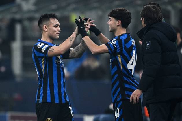 Cm Milano 29 01 2025 - Champions League Inter-Monaco foto Cristiano Mazzi Image nella foto: Lautaro Martinez-Giacomo De Pieri 