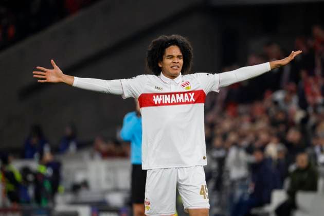 Anrie Chase (VfB Stuttgart, 45) , Fussball, UEFA Champions League, 8. Spieltag, 2024 2025, VfB Stuttgart vs. Paris St. Germain, 29.01.2025, Arena Stuttgart, Stuttgart, Deutschland Stuttgart Arena Stuttgart Baden-Württemberg Deutschland Copyright: xGrantxHubbsx