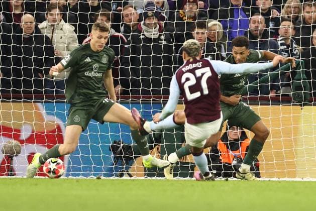 Morgan Rogers of Aston Villa scores to make it 4-2 and complete his hat trick Aston Villa v Celtic, UEFA Champions League, Group Stage, Football, Villa Park, Birmingham, UK - 29 Jan 2025 EDITORIAL USE ONLY No use with unauthorised audio, video, data, fixture lists, club league logos or live services. Online in-match use limited to 120 images, no video emulation. No use in betting, games or single club league player publications. Copyright: xRyanxBrowne Shutterstockx 15122167dp