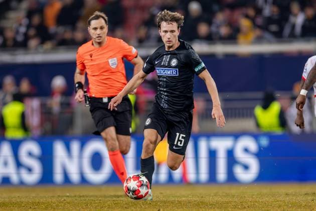 SOCCER - UEFA CL, Sturm vs RB Leipzig KLAGENFURT,AUSTRIA,29.JAN.25 - SOCCER - UEFA Champions League, SK Sturm Graz vs RasenBallsport Leipzig. Image shows William Boving (Sturm).  GEPAxpictures xMatthiasxTrinkl