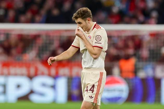 Josip Stanisic FC Bayern Muenchen looks disappointed, UEFA Champions League 2024 25 League Phase MD8, FC Bayern München v SK Slovan Bratislava, Allianz Arena, January 29, 2025 in Munich, Germany Photo by Marco Steinbrenner DeFodi Images Josip Stanisic FC Bayern Muenchen looks dejected, UEFA Champions League 2024 25 League Phase MD8, FC Bayern München v SK Slovan Bratislava, Allianz Arena, January 29, 2025 in Munich, Germany Photo by Marco Steinbrenner DeFodi Images Defodi 700 muenchen bratis 20250129 061 Defodi-700