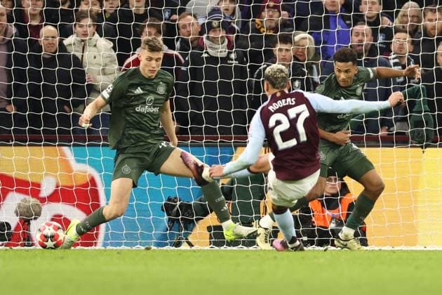 Morgan Rogers of Aston Villa scores to make it 4-2 and complete his hat trick Aston Villa v Celtic, UEFA Champions League, Group Stage, Football, Villa Park, Birmingham, UK - 29 Jan 2025 EDITORIAL USE ONLY No use with unauthorised audio, video, data, fixture lists, club league logos or live services. Online in-match use limited to 120 images, no video emulation. No use in betting, games or single club league player publications. Copyright: xRyanxBrowne Shutterstockx 15122167dq