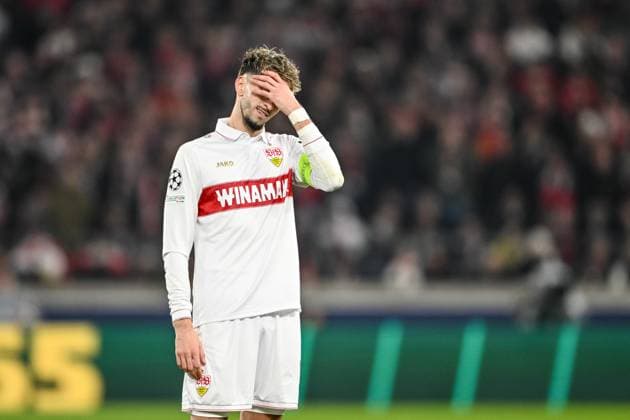 Atakan Karazor VfB Stuttgart gestures, looks dejected during the UEFA Champions League 2024 25 League Phase MD8 match between VfB Stuttgart and Paris Saint Germain at MHPArena on January 29, 2025 in Stuttgart, Germany Photo by Harry Langer DeFodi Images Defodi 541 VFBPSG20250129 71 Defodi-541