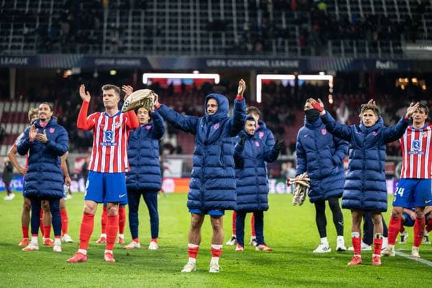 Atletico Madrid players a a winning match celebrate during UEFA Champions league match, Red Bull Salzburg - Atletico Madrid , 29. january 2025, Red Bull Arena, Salzburg, Austria Copyright: xMICHALxFAJT,ZOSPORTU.SKx MAJ_3383