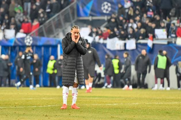 SOCCER - UEFA CL, Sturm vs RB Leipzig KLAGENFURT,AUSTRIA,29.JAN.25 - SOCCER - UEFA Champions League, SK Sturm Graz vs RasenBallsport Leipzig. Image shows disappointment of Xavi Simons (RB Leipzig).  GEPAxpictures xAvnixRetkoceri