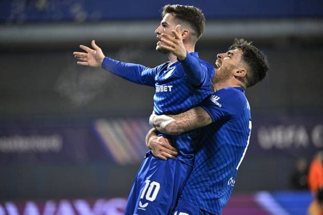 Croatia, Zagreb, 290125. Maksimir Stadium. Football match of the 8th round of the UEFA Champions League, Dinamo - Milan. In the photo: Martin Baturina, Sandro Kulenovic. Photo: Goran Mehkek CROPIX Zagreb Croatia Copyright: xxGoranxMehkekx gm_dinamo_milan36-290125