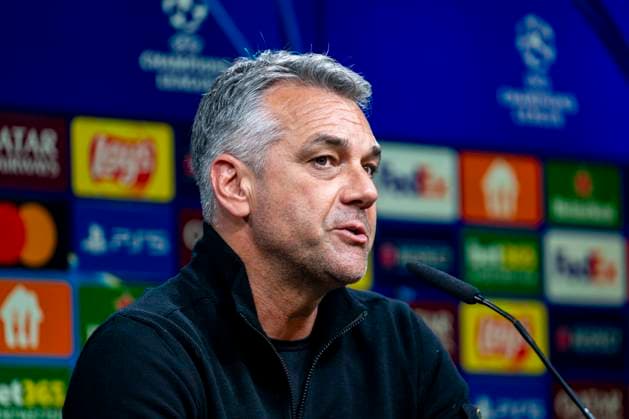 29 01 2025, Borussia Dortmund Shakhtar Donetsk, UEFA Champions League, Matchday 8 Donetsk coach Marino Pusic speaks during the press conference IMPORTANT NOTE In accordance with UEFA regulations, it is prohibited to use or have used photographs taken in the stadium and or of the match in the form of sequential images and or video-like photo series Copyright: xDavidxInderliedx