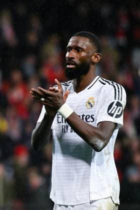 FOOTBALL : Brest vs Real Madrid - Ligue des Champions - 29 01 2025 Antonio Rudiger ( 22 - Real Madrid ) applauds the fans following the UEFA Champions League match between Stade Brestois 29 and Real Madrid CF at Stade de Roudourou on January 29 , 2025 in Guingamp, France. ( Photo by Dante Badano PsnewZ ) - GuingampFrance  Copyright: xDantexBadanox