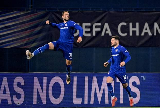 Croatia, Zagreb, 290125. Maksimir Stadium. Football match of the 8th round of the UEFA Champions League, Dinamo - Milan. In the photo: Marko Pjaca, Martin Baturina. Photo: Goran Mehkek CROPIX Zagreb Croatia Copyright: xxGoranxMehkekx gm_dinamo_milan79-290125
