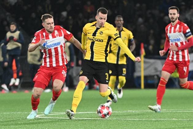29 01 2025, Bern, Stadion Wankdorf, Uefa Champions League BSC Young Boys Red Star Belgrade, 30 Sandro Lauper Young Boys vs. 21 Timi Max Elsnik Belgrade Bern Stadion Wankdorf Bern Switzerland Copyright: xJustPictures.ch ManuelxWinterbergerx jp-de-MaWi-MWI_1169