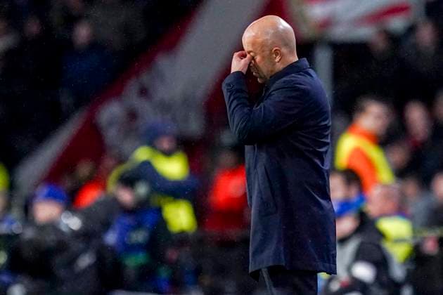 EINDHOVEN, NETHERLANDS - JANUARY 29: Liverpool head coach Arne Slot looks dejected during the UEFA Champions League 2024 25 League Phase MD8 match between PSV Eindhoven and Liverpool FC at PSV Stadion on January 29, 2025 in Eindhoven, Netherlands. (Photo by Rene Nijhuis) SOC  Copyright: xRenexNijhuis