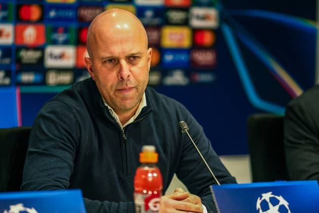 EINDHOVEN, 29-01-2025, Philips Stadium, UEFA Champions League season 2024 25, match between PSV and Liverpool FC, Liverpool FC coach Arne Slot during the press conference, PK, Pressekonferenz after the match PSV - Liverpool PSV - Liverpool  x27616366x Copyright: