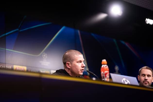 GER, UEFA Champions League, Matchday 8 Borussia Dortmund vs FC Shakhtar Donetsk 29 01 2025, Signal Iduna Park, Dortmund, GER, UEFA Champions League, Matchday 8 Borussia Dortmund vs FC Shakhtar Donetsk In the picture Mike Tullberg Head Coach, BV Borussia Dortmund in the press conference nordphotoxGmbHxx xChristianxSchulze nph000300