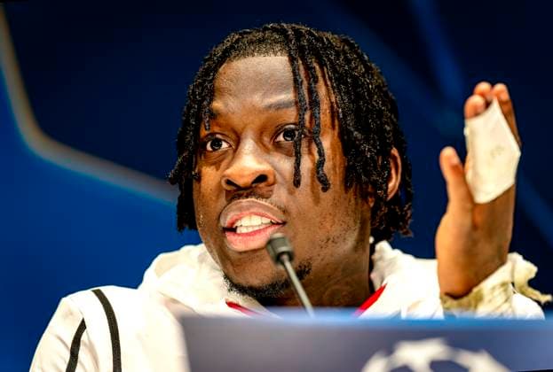 PSV Eindhoven forwarder Johan Bakayoko during te press conference after the match PSV Liverpool at the Philips stadium for the Champions League phase Matchday 8 season 2024 2025 in EINDHOVEN, Netherlands on 29 january 2025, photo by Marcel van Dorst EYE4images DeFodi Images Defodi 746 211767 Defodi-746