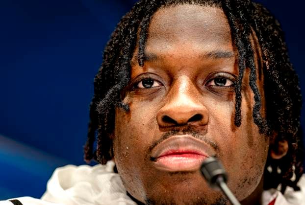 PSV Eindhoven forwarder Johan Bakayoko during te press conference after the match PSV Liverpool at the Philips stadium for the Champions League phase Matchday 8 season 2024 2025 in EINDHOVEN, Netherlands on 29 january 2025, photo by Marcel van Dorst EYE4images DeFodi Images Defodi 746 211774 Defodi-746