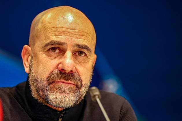 EINDHOVEN, 29-01-2025, Philips Stadium, UEFA Champions League season 2024 25, match between PSV and Liverpool FC, PSV coach Peter Bosz during the press conference, PK, Pressekonferenz after the match PSV - Liverpool PSV - Liverpool  x27616645x Copyright: