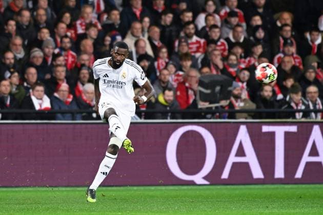 FOOTBALL : Brest vs Real Madrid - Ligue des Champions - 29 01 2025 Antonio Rudiger ( 22 - Real Madrid ) during the UEFA Champions League match between Stade Brestois 29 and Real Madrid CF at Stade de Roudourou on January 29 , 2025 in Guingamp, France. ( Photo by Dante Badano PsnewZ ) - GuingampFrance  Copyright: xDantexBadanox