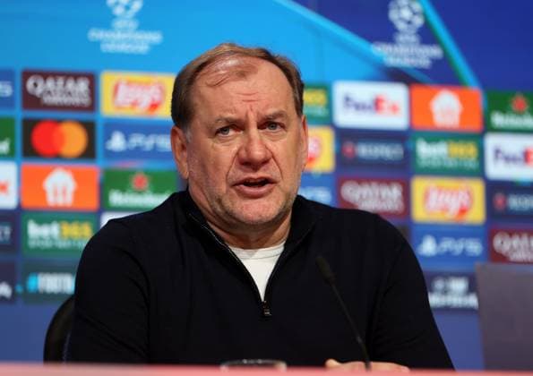Munich, Germany, January 29, 2025 Football, Men, Champions League, Season 2024 2025, FC Bayern München SK Slovan Bratislava, Allianz Arena, Matchday 8 Vladimir Weiss, Coach Slovan Bratislava at the post-match press conference, Head, Portrait