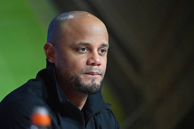 Coach Vincent KOMPANY Bayern Muenchen , single picture,cropped single motif,portrait,portrait,portrait press conference soccer Champions League league phase, FC Bayern Muenchen SK Slovan Bratislava 3 1 on 29 01 2025 , A L L I A N Z A R E N A