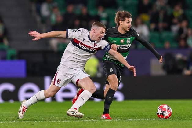 Lewis Ferguson (Bologna) Ivan Fresneda (Sporting CP Lisboa) during the Uefa Champions League match between Sporting CP Lisboa 1-1 Bologna FC at Estdio Jos Alvalade on January 29, 2025 in Lisboa, Italy. Noxthirdxpartyxsales  (280021578)