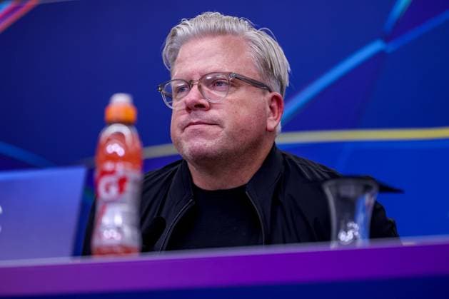 29.01.2025, Fußball, Bayer 04 Leverkusen - AC Sparta Prag, UEFA Champions League, 8. Spieltag, BayArena, Saison 2024 2025: Cheftrainer Lars Friis (Sparta Prag) bei der Pressekonferenz nach dem Spiel Nordrhein-Westfalen Deutschland