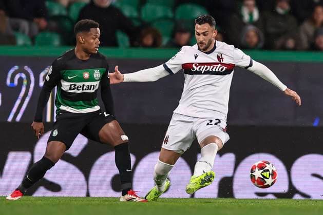 Geny Catamo (Sporting CP Lisboa) Charalampos Lykogiannis (Bologna) during the Uefa Champions League match between Sporting CP Lisboa 1-1 Bologna FC at Estdio Jos Alvalade on January 29, 2025 in Lisboa, Italy. Noxthirdxpartyxsales  (280021452)