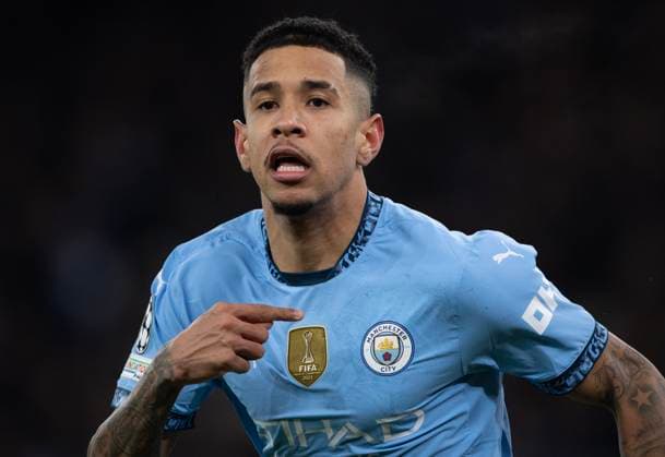 Manchester City v Club Brugge KV - UEFA Champions League 2024 25 League Phase MD8 MANCHESTER, ENGLAND - JANUARY 29: Savinho of Manchester City celebrates scoring the third goal during the UEFA Champions League 2024 25 League Phase MD8 match between Manchester City and Club Brugge KV at City of Manchester Stadium on January 29, 2025 in Manchester, England. Savinho Manchester City of Manchester Stadium England United Kingdom Copyright: xVisionhausx 776198447