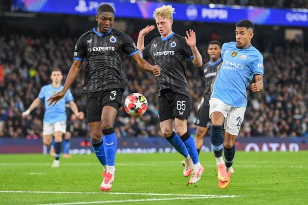 Manchester City v Club Brugge UEFA Champions League Joel Ordonez Joaquin Seys of Club Brugge during the UEFA Champions League match at the Etihad Stadium, Manchester UK Newspapers OUT Copyright: xKarlxVallantinex FIL-21347-0065