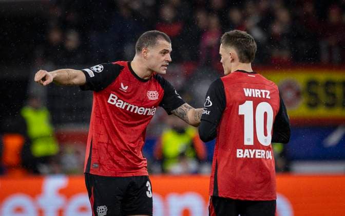 Leverkusen, Germany 29th Jan 2025 Granit Xhaka LEV Florian Wirtz LEV Bayer Leverkusen Sparta Prague 29 01 2025
